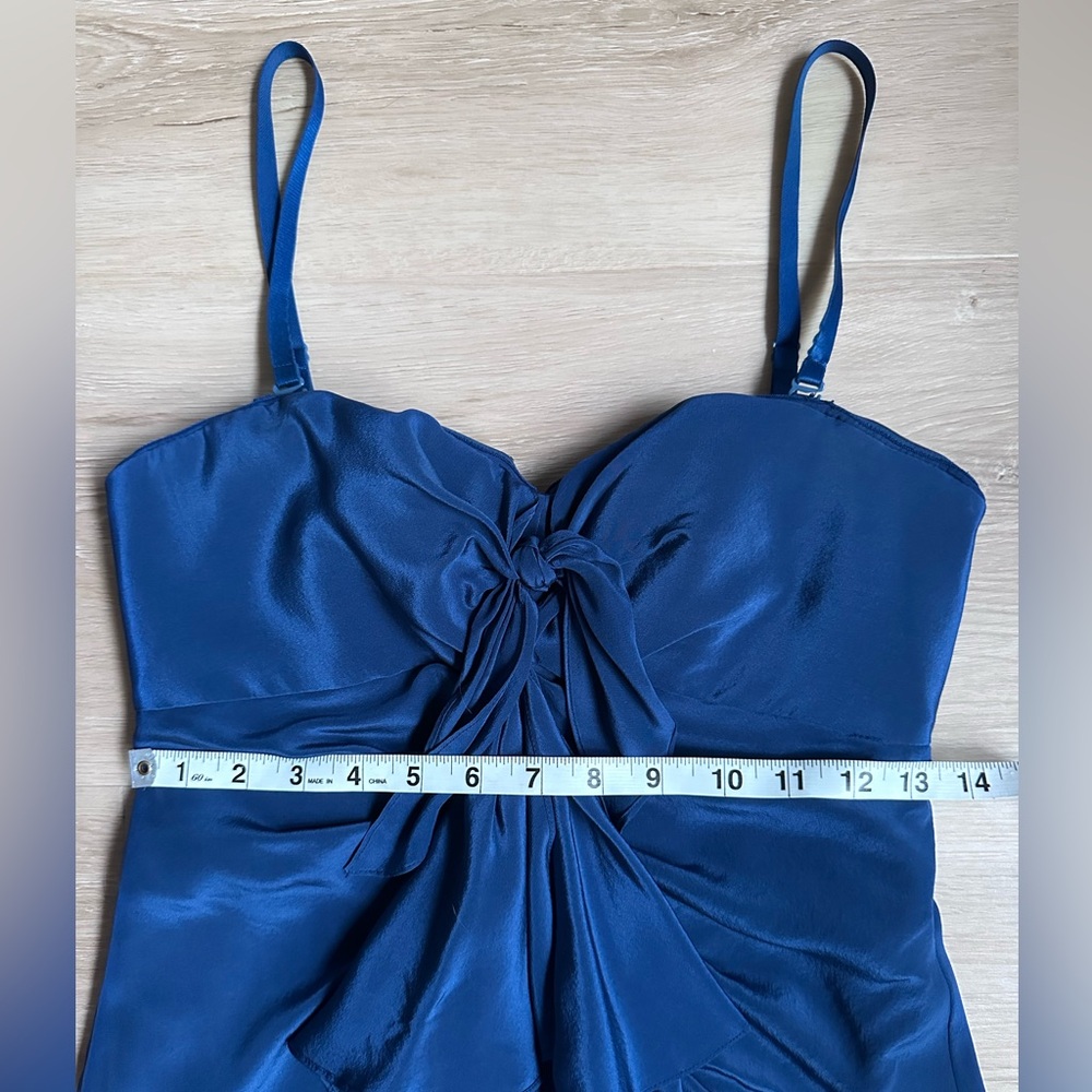 BCBGMaxAzria Blue Ruched Ruffled Dress - Picture 2 of 9